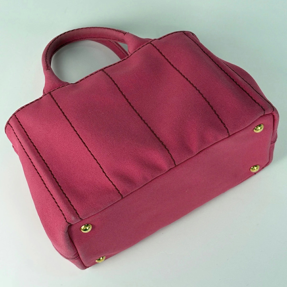 Prada Tote Pink Handbag Shoulder Canapa Bag Canvas